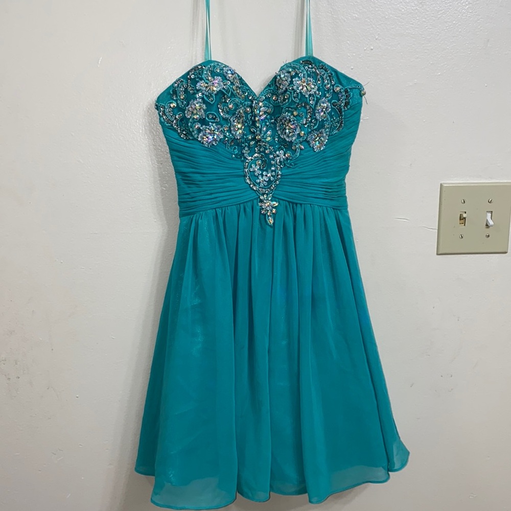 Alex & Sophia Turquoise Dress. Size: 3/4